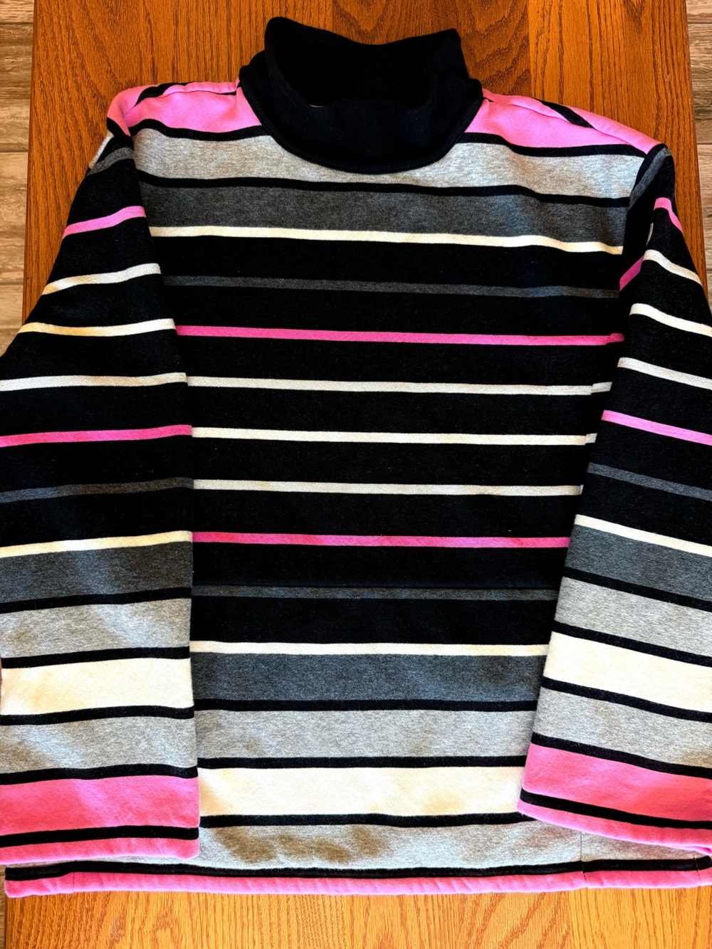 Women's Striped Turtleneck Sweatahirt - Black, Pink, Gray